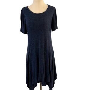 Dolan Left Coast Collection Blue Dress Size 8 Lined Handkerchief Hem Ruffle